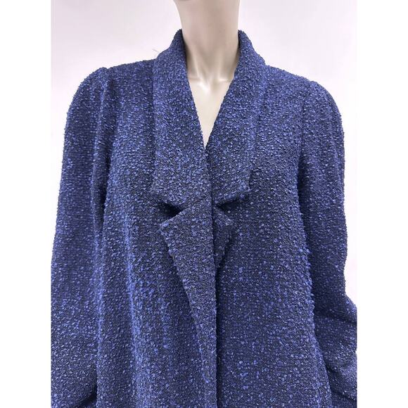 Elegant Chanel Navy Blue Tweed Mid-Length Coat - Size 50 - Picture 4 of 8